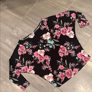 White Birch Black Floral Dolman Boatneck Women's Blouse